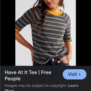 Free People Striped Kids Tee - Black and Orange